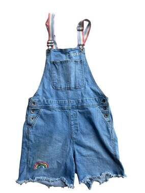 Girls Target Pride Denim Shortalls Rainbow Straps Queen Embroidery Small